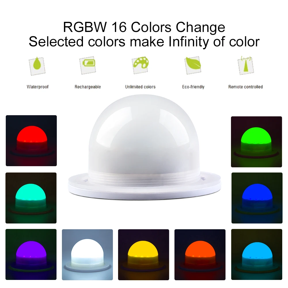 Диаметр 120 мм Bulblite беспроводной Перезаряжаемый светодиод RGB Освещение системный драйвер Водонепроницаемый, лампочка Lite светодиодный под настольным светом