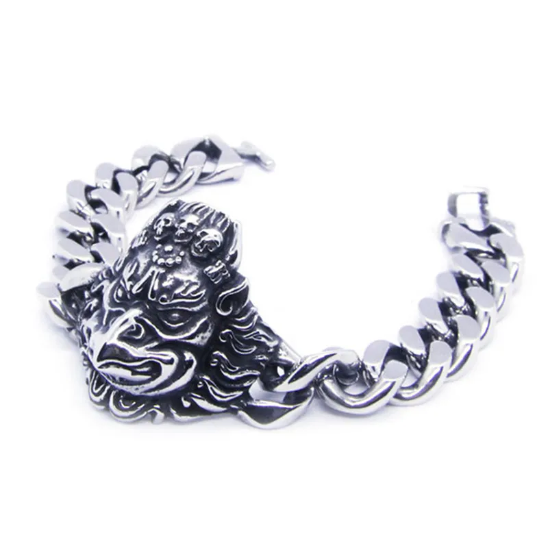 

1pc Newest Design Ghost Skull King Cool Bracelet 316L Stainless Steel Jewelry Punk Style Eagle Head Skull Bracelet