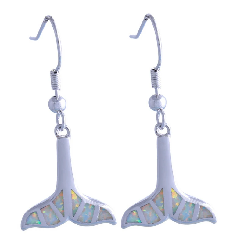 

Christmas Gifts Silver Color Jewelry White Fire Opal Dorp Dangle Earrings For Women E093