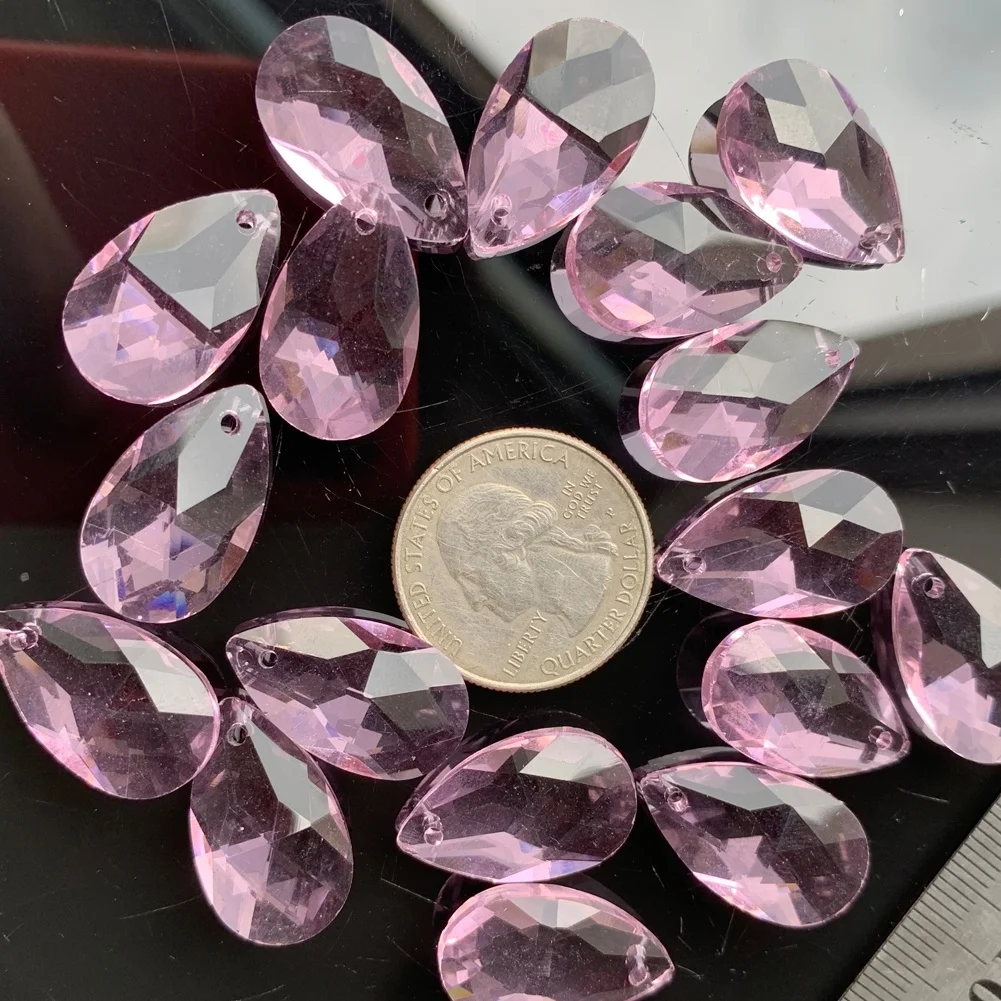10 шт. Розовый стеклянный кристалл в форме слезы 20 мм часть люстры лампа призма