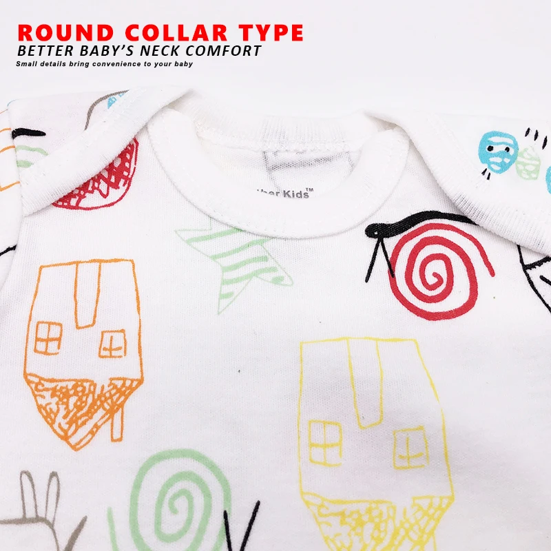 Летняя одежда для новорожденных Одежда мальчиков и девочек с короткими рукавами