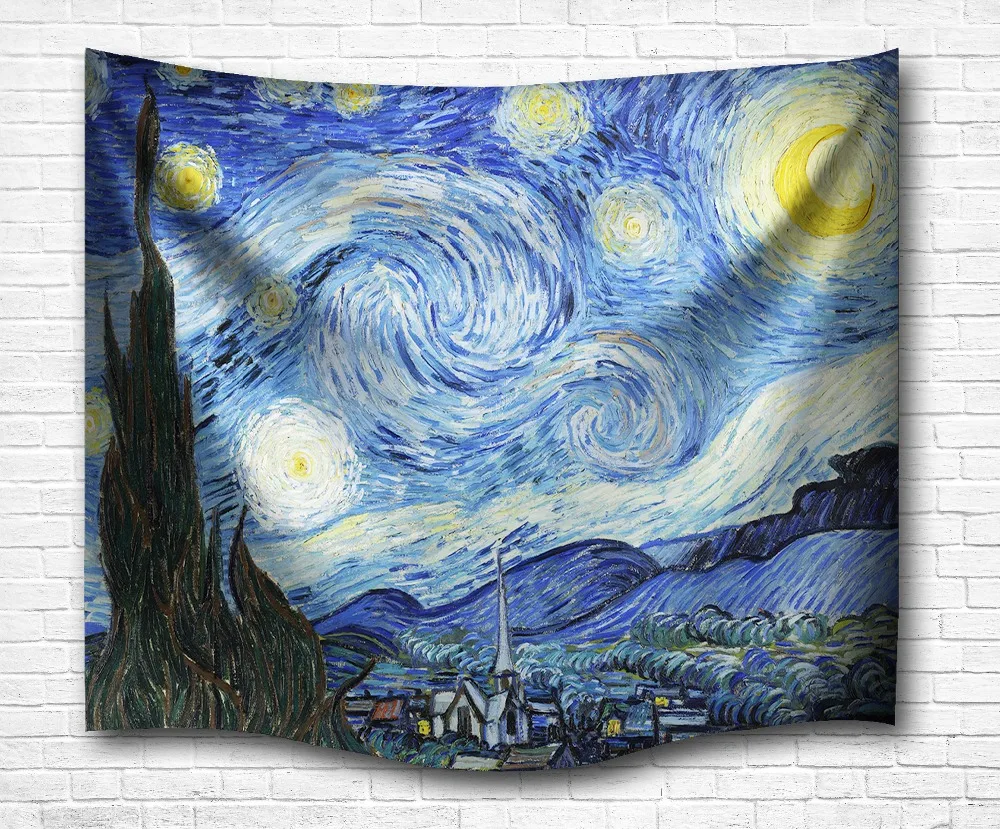 3D Ван Гог Картина маслом Звезда ночь Висячие стены гобелен из полиэстера Йога