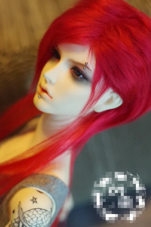 Крутой красный сшивание длинные волосы BJD кукла меховой парик для 1/4 1/3 дядюшка 18 19