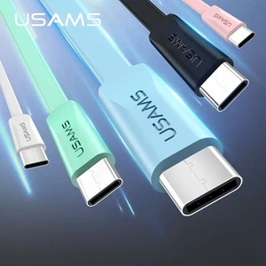 usams 10pca lot 1 2m 2a colorful flat type c mobile phone cable for huawei samsung xiaomi data fast charging charger cable free global shipping