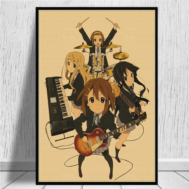 K-ON плакат из крафт-бумаги стикер стены японского аниме плакат из крафт-бумаги s домашний декор комнаты крафт-бумаги наклейки на стену