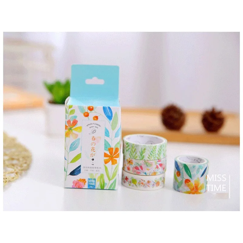 Мисс Время Весенние Цветы Серии Лента 4 Рулона/Мешок Декоративная Клейкая