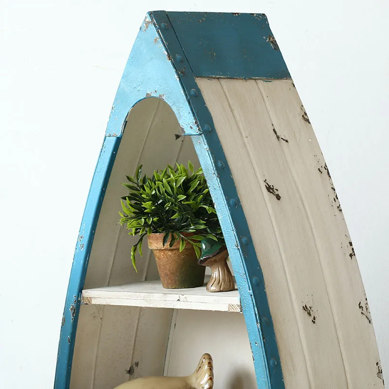 

Mediterranean Wrought Iron Creative Sailboat Floor Bookshelf Decoration Ornaments Bookcases Cabinets Home Decoration Furnishing