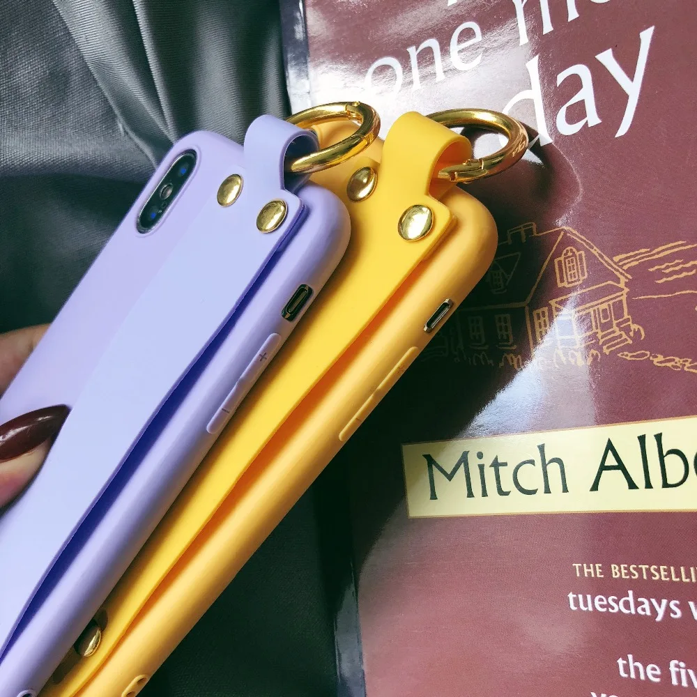 Однотонный чехол для телефона на запястье Чехол iPhone 8 7 плюс 6 6s подставки Мягкий