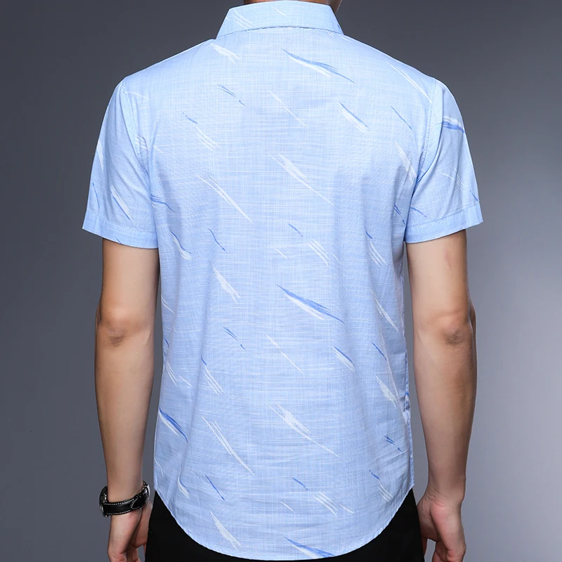 Бренд 2020 Повседневная летняя Роскошная приталенная Мужская рубашка с карманами