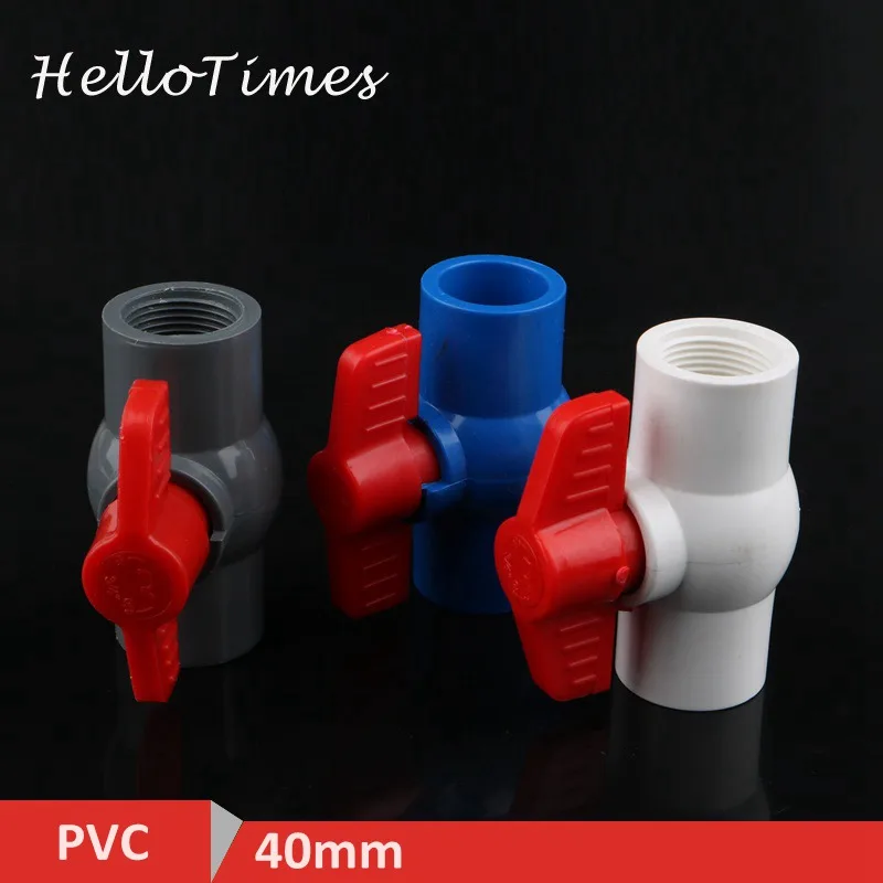 1 шт. ПВХ 1/4 &quotx 1/4&quot резьба от 40 мм до шаровой клапан Слип запорная ручка Клапан