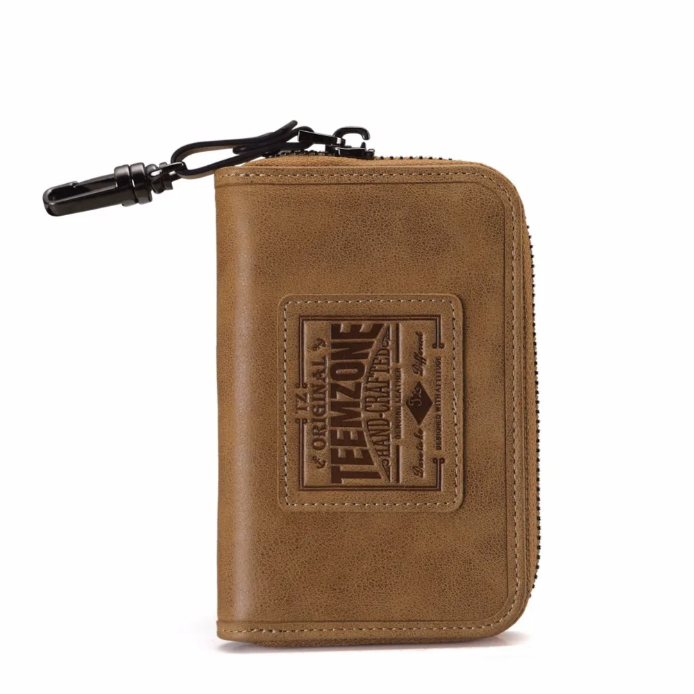 Teemzone Высокое качество Натуральная кожа коровья мужская сумка для ключей брелок