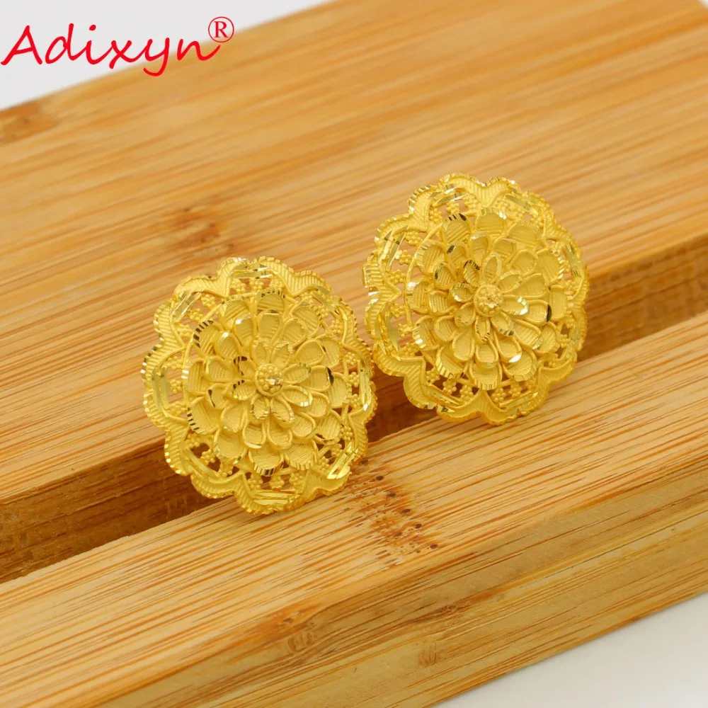Adixyn новые большие круглые серьги гвоздики для женщин/девушек золотой цвет/Медь