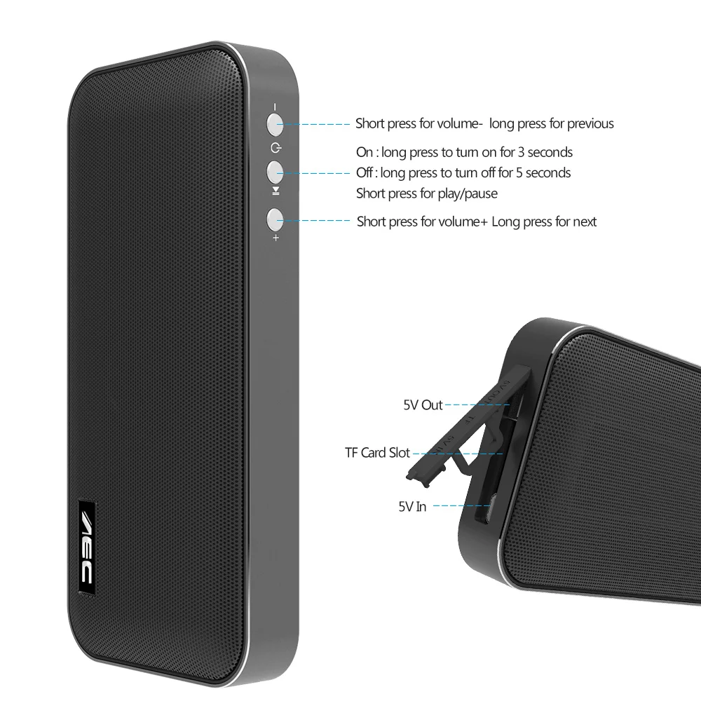 Bluetooth Колонка AEC 4 2 Super Bass водонепроницаемая TF карта громкая связь аккумулятор 2500