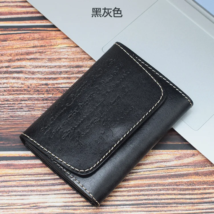 dark gray GUBINTU брендовый Кошелек для монет, мужской кошелек из натуральной кожи, маленький мини кошелек на застежке, Ретро Кошелек для монет, Карманный чехол, сумка для хранения, кошелек для смены карт, короткий - Цвет: dark gray