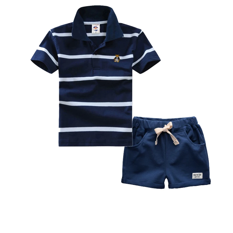 High Quality Summer Polo Shirts Set Children Boys Clothing Sets Baby Kids Suits Shirt Pants Cotton Clothes | Детская одежда и