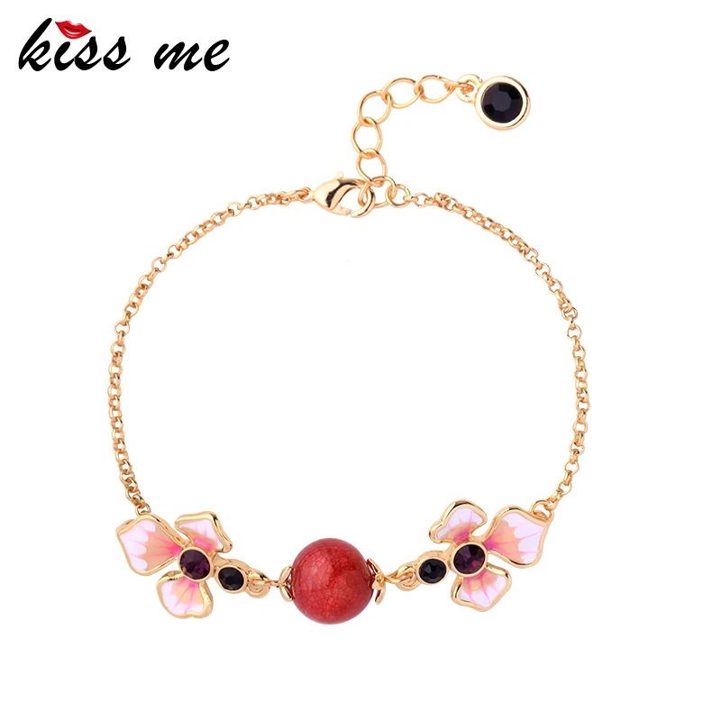 Kissme изысканные эмалированные Цветы Черный Кристалл натуральные красивые