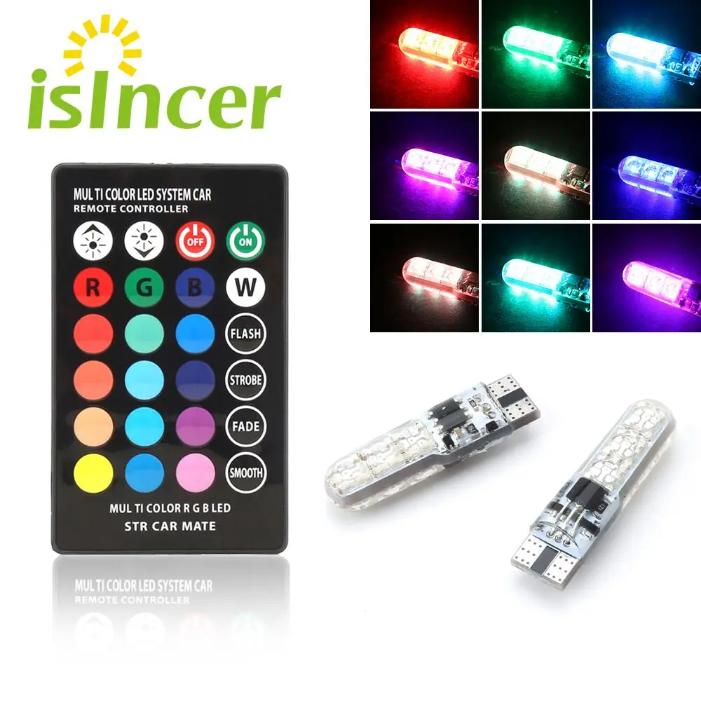 2 предмета/1 комплект 12V T10 светодиодный W5W 5050 SMD авто RGB внутренний купол Клин для