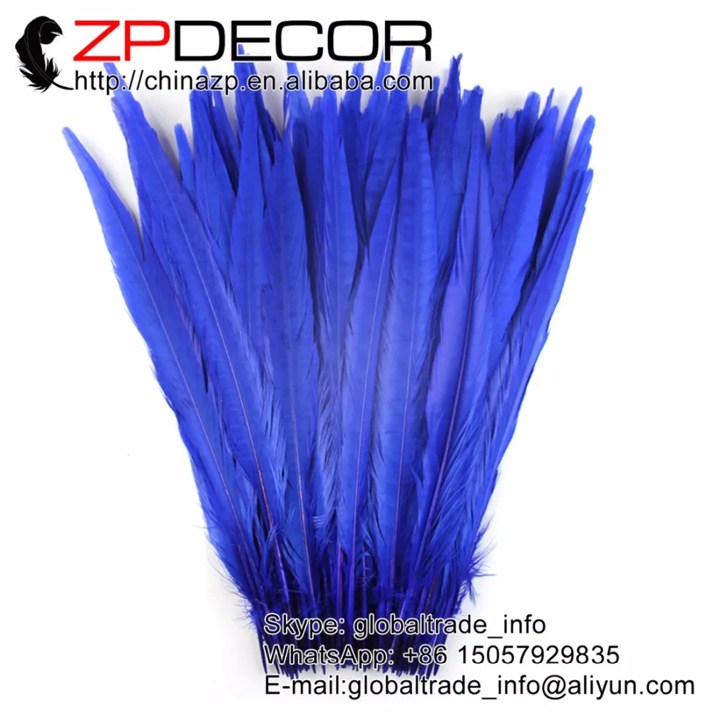 

ZPDECOR 100 шт./лот 30-35 см (12-14 дюймов) Хорошее качество Королевская Синяя окрашенная колечка фазан хвостовые перья для карнавального костюма