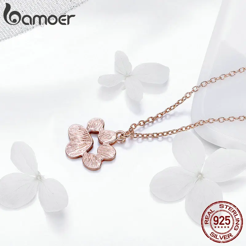 BAMOER 925 пробы серебро розовое золото цвет животные отпечатки собачьих лап кошка следы колье с подвеской в виде лапы подвески женские ювелирные изделия SCN275