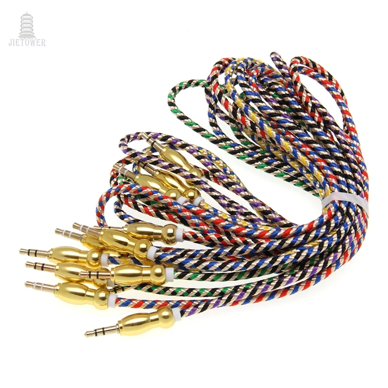 300pcs AUX Audio Cable 3.5mm male to Stereo new ethnic Plait style Cord for Car Headphone Speaker Computer cheap | Электроника