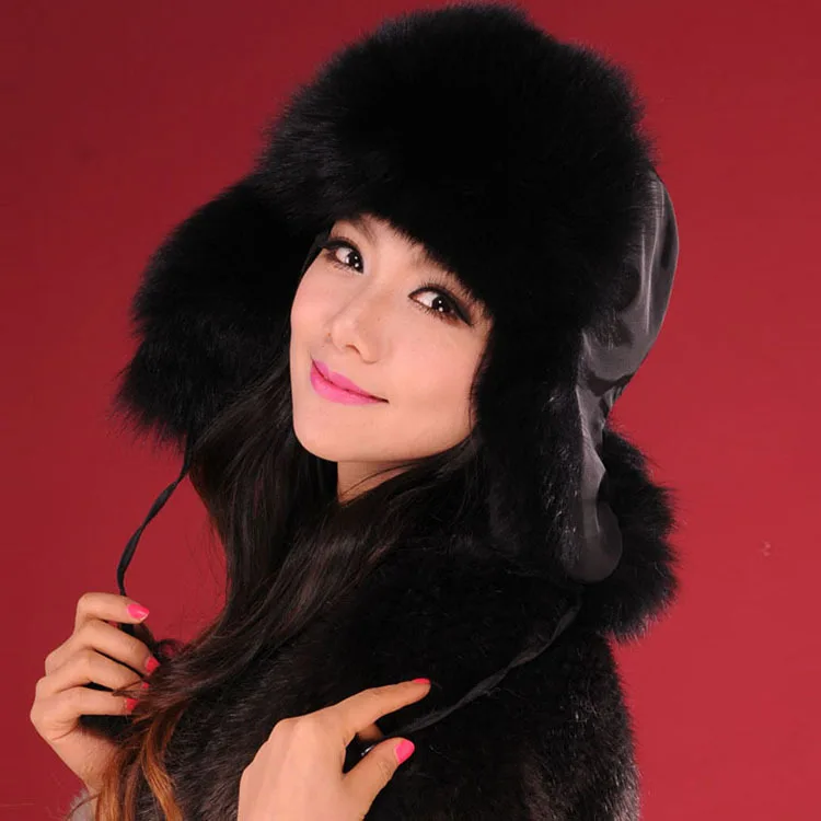 Color 1 Black Fur Story, зимняя женская шапка из лисьего меха, шапки-бомберы, шапка, шапка для снега, меховая шапка, меховая шапка, защита для ушей, тёплая шапка 060101a - Цвет: Color 1 Black