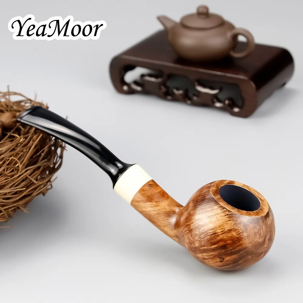 

Deplanate Mouth Briar Pipe 9mm Filter Smoking Pipe Round Bowl Tobacco Pipe 50 cleaner 20 filter Briar Wood Pipe Smoke Accessory