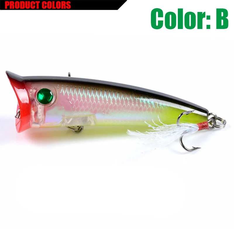 B Proleurre Topwater Поппер Рыбная приманка вобблер перо крючки Приманка 7,8 см 10,5 г кренкбейт искусственная приманка поппер pesca карп щука - Цвет: B