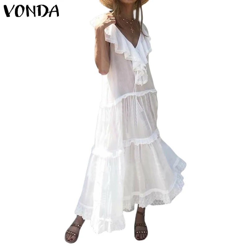 VONDA/платья для беременных; Одежда для беременных женщин; длинное платье макси без рукавов с рюшами; коллекция года; летнее платье для беременных; Gravida S-5XL