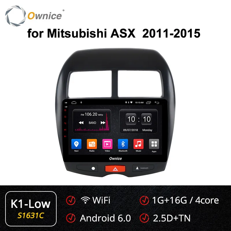 S1631 K1-Low Ownice K1 K2 Android 8,1 2 din автомагнитолы DVD плеер с gps-навигатором Системы поддерживает DVD формат 4G для Mitsubishi ASX 2011 2012 2013 - Цвет: S1631 K1-Low