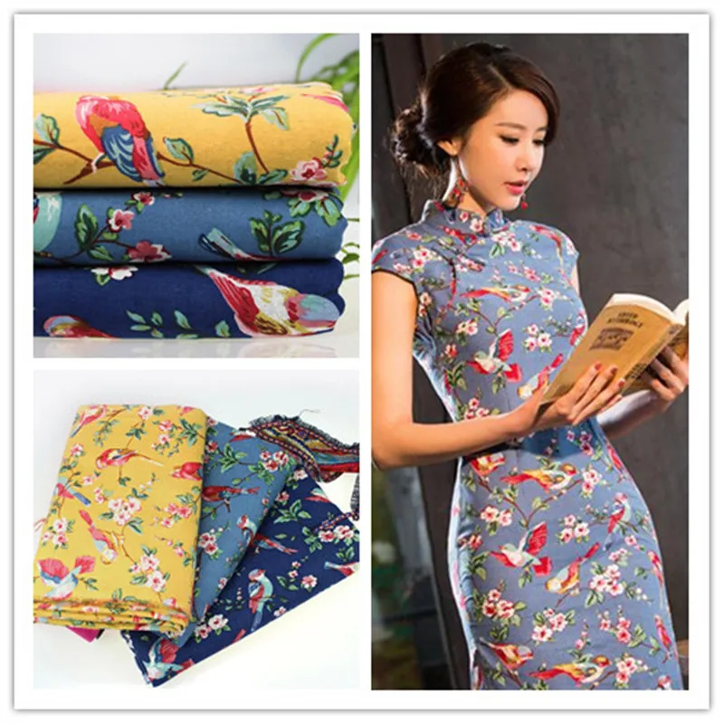 50x145 см японские цветы птицы хлопок искусственное шитье тильда ткань сделай сам