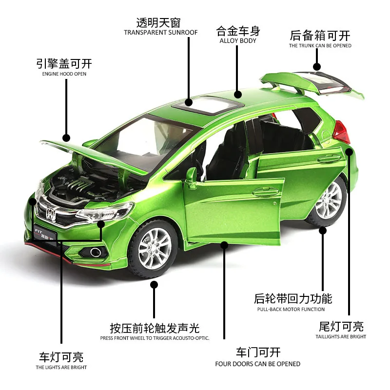 Фото HondaFit, коллекционная игрушка из сплава под давлением в масштабе 1/32, подарок для детей №5