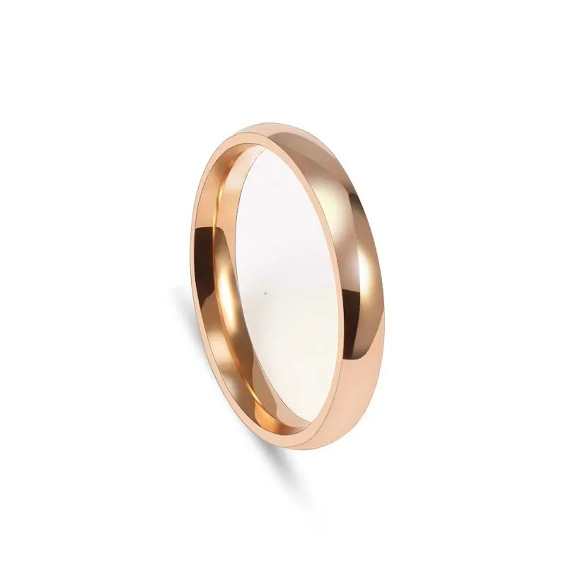 Rose Gold Пара Кольца, титановые, стальные, розовое золото антиаллергические гладкие простые для женщин мужчин День Святого Валентина ювелирные изделия подарок Горячая размер 6-12 - Цвет основного камня: Rose Gold