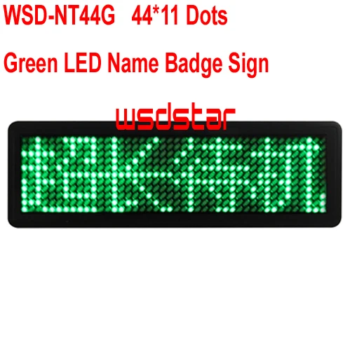 WSD-NT44G зеленый цвет прокручивание сообщения светодиодный именной значок 44x11 точек