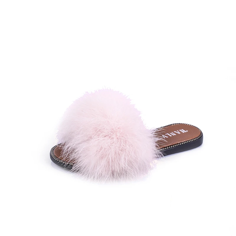 

New Summer Women Fox Fur Slippers Real Fur Slides Female Furry House Flip Flops Casual Beach Sandals Fluffy Plush Shoes