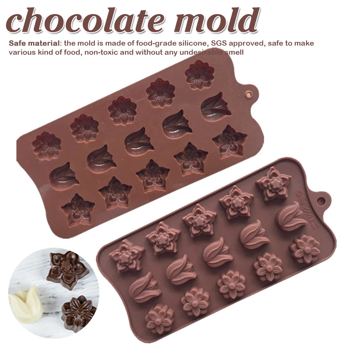 3D Chocolate Mold Nonstick Jelly Pudding Mould Chocolate Molds Food Silicone Candy Molds tulip Cake Decorating