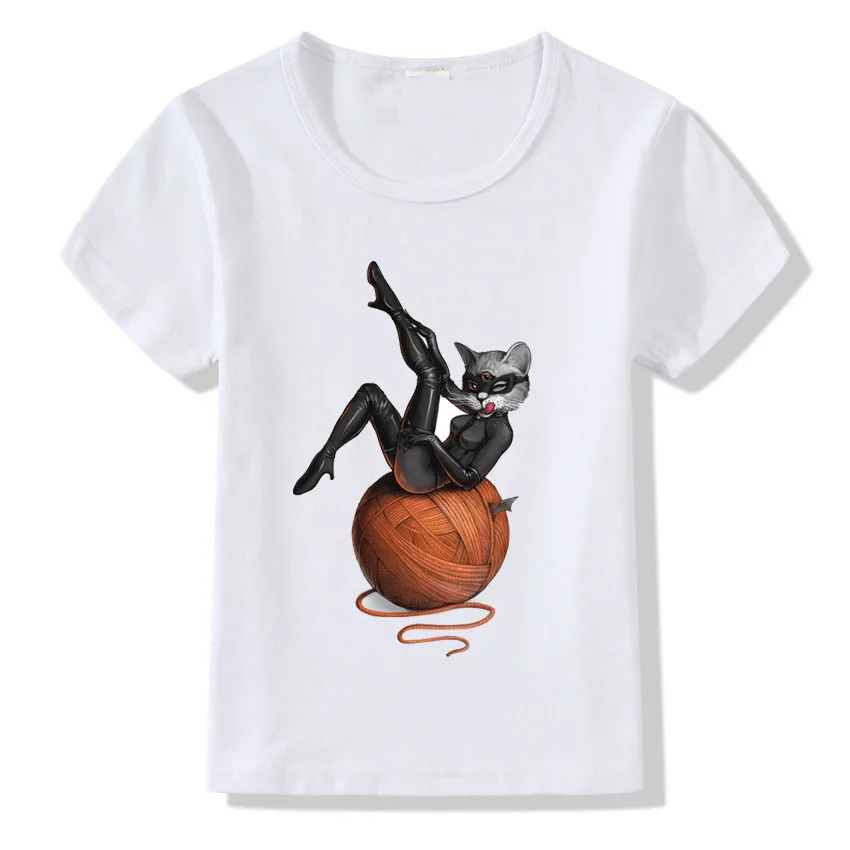 Детская летняя футболка Забавный мультяшный Кот футболки с короткими рукавами