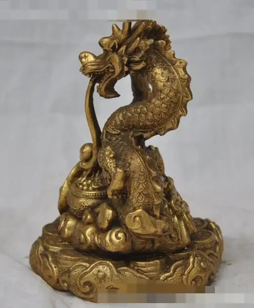 

Free shipping S02063 Mark Chinese fengshui bronze brass zodiac dragon beast ruyi wealth lucky statue