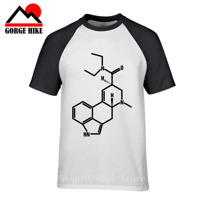 Chemistry Equation Short Sleeve Cotton Scientific Research Man Fashion Round Collar T Shirt Lsd Colored Molecule Tops Tee | Мужская