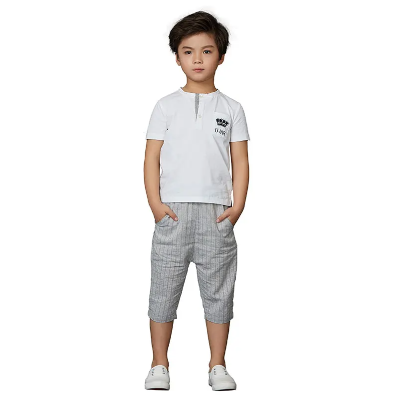 Ujar детей Летняя Новинка 2017 г. вышивка по колено повседневные штаны в полоску для