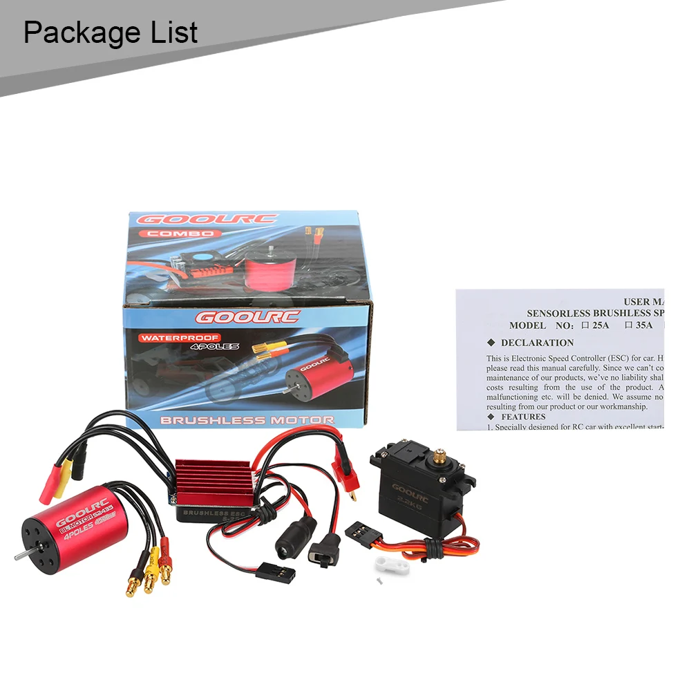 GoolRC S2435 4500KV бесщеточный двигатель S-25A ESC с 2,2 кг металлическим редуктором сервопривод обновленный бесщеточный комбо набор для 1/16 1/18 RC автомобиль грузовик