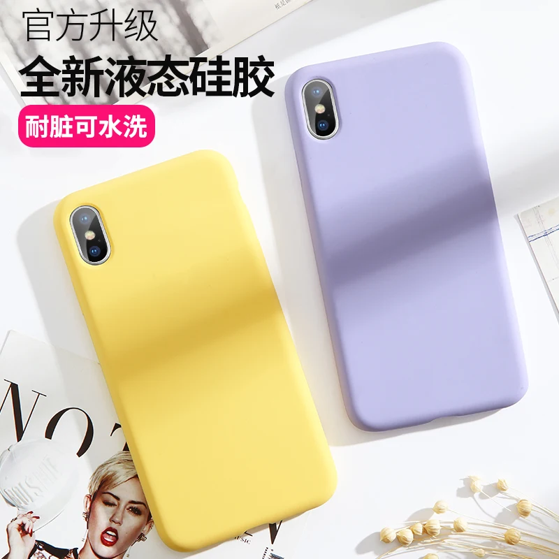 Обновленный жидкий силиконовый чехол для iPhone 6, 6 S, 7, 8 Plus, X, XS, MAX, XR, 11 Pro, однотонный Мягкий силиконовый чехол-бампер