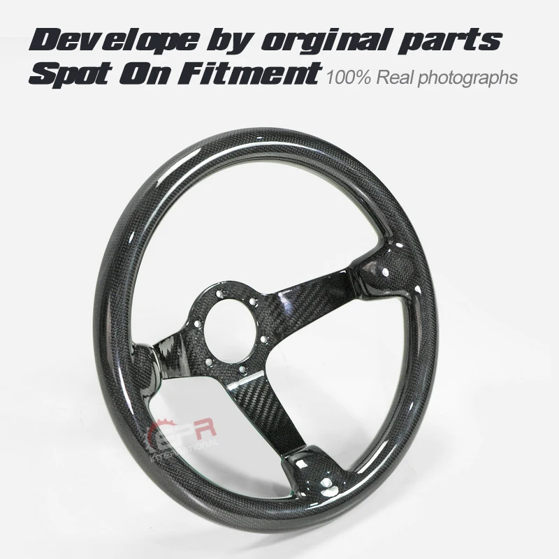 

Car-styling Universal Fit Dry Carbon Deep Dish Type Steering Wheel 335mm Diameter (Deep Around 60mm, 6 Bolts 70mm PCD)