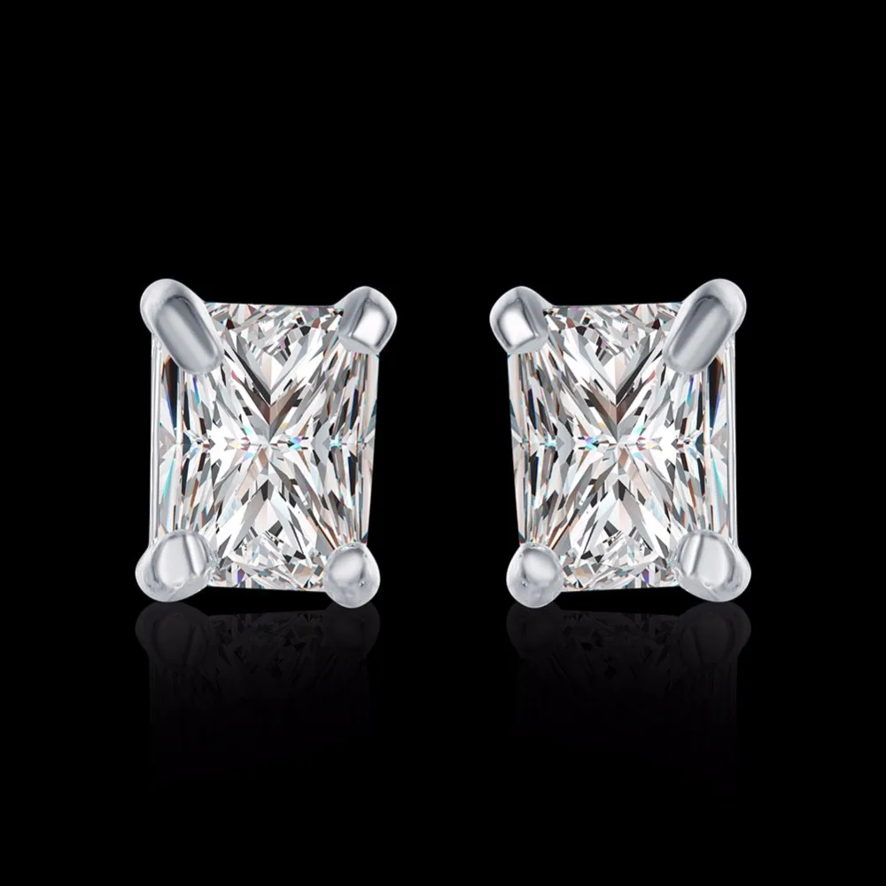 Посеребренные серьги модные ювелирные изделия прямоугольные белые гвоздики с