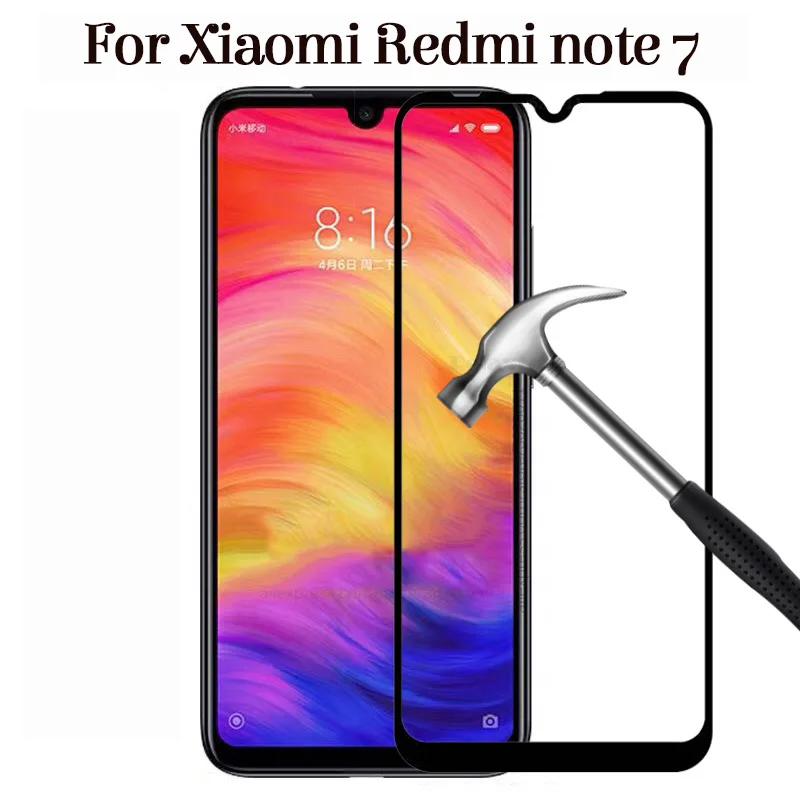 Закаленное стекло 9 H для Xiaomi Redmi Note 7 Защитное экрана xiomi pro s полное покрытие