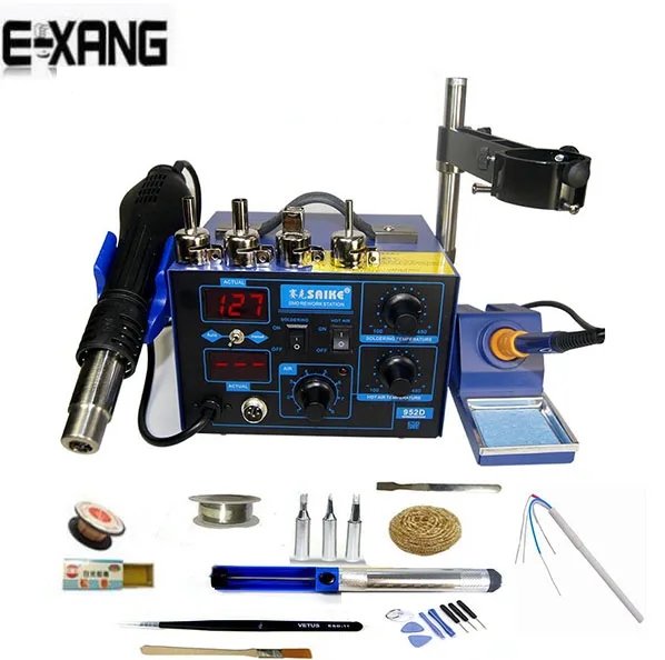Фен и паяльник Saike 952D 2 в 1 760 Вт с паяльником|soldering iron|saike 952drework station |