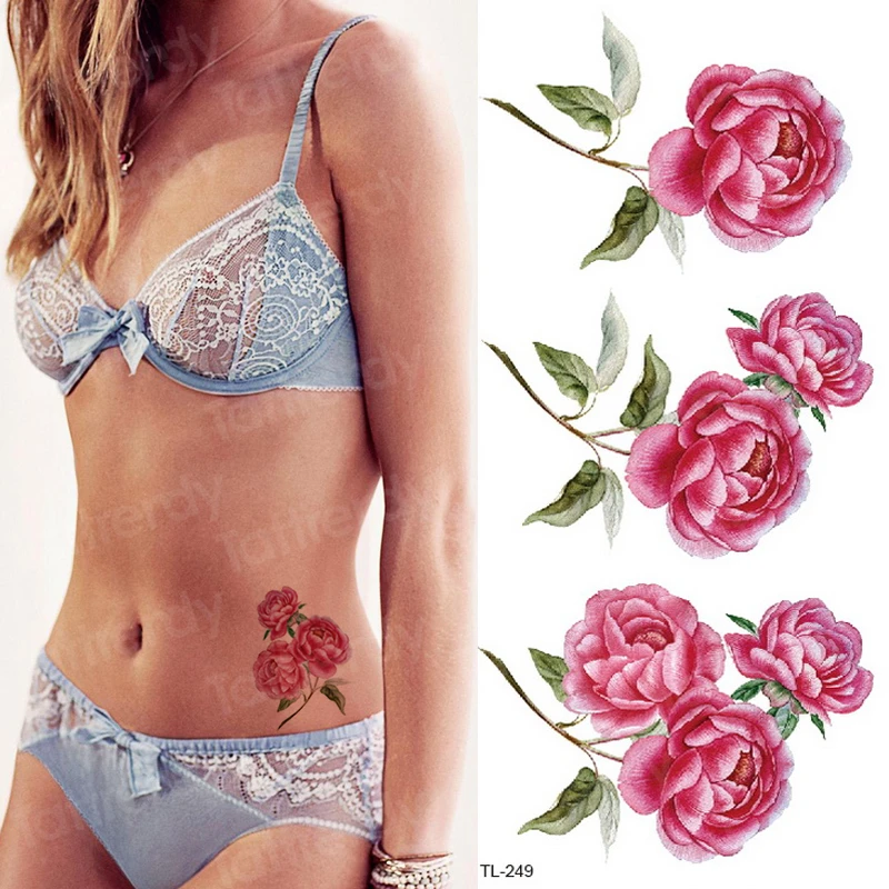 Тату стикер с цветами и розой временная тату для девочек Уникальные Цветочные