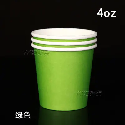 4oz Одноразовые чашки толстый, концентрированный цвет вкус чашки кофе бумажный стаканчик для кофе 100 бумажный стаканчик ML - Цвет: Зеленый