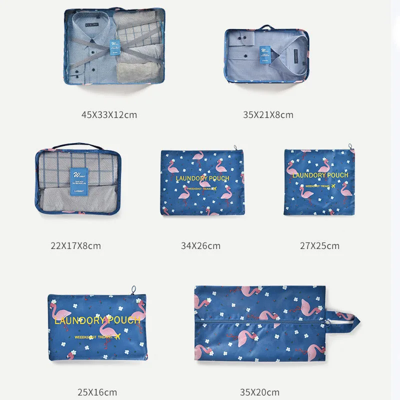 7 шт./компл. Travel Organizer чемодан одежду отделка Портативный раздел чехол для
