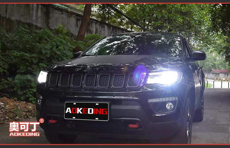 AKD тюнинг Автомобильные фары для Jeep Compass светодиодные фары DRL ходовые огни Биксеноновые Противотуманные фары ангельские глазки авто уровень