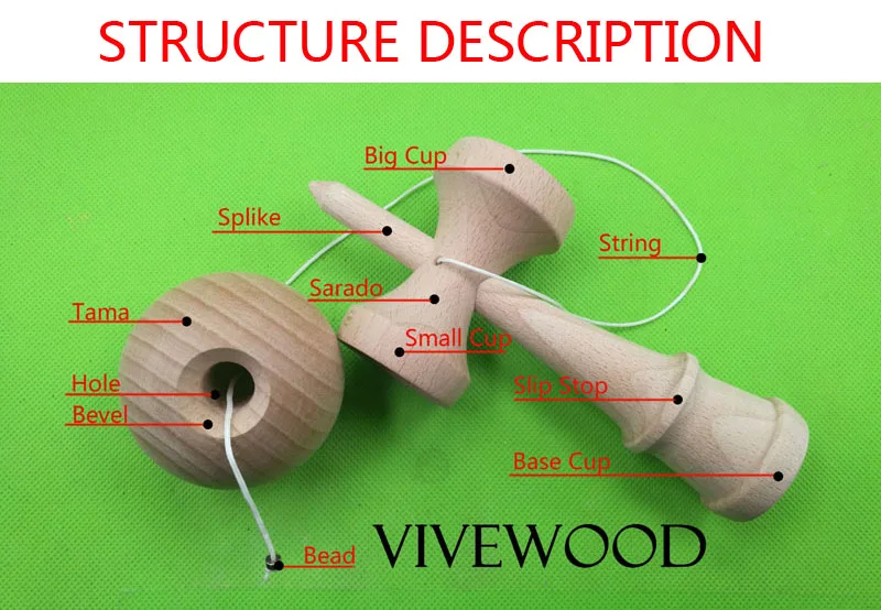 Kendama аксессуары, V3.0 Замена Кен, V3.0 форма Кен изготовлен из натурального клена, немного больший размер, чем V2.0 Кен